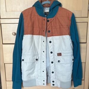 Billabong Teal and Brown Hooded Jacket